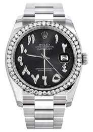 116200 | Rolex Datejust Watch | 36Mm | Black Arabic Dial | Oyster Band