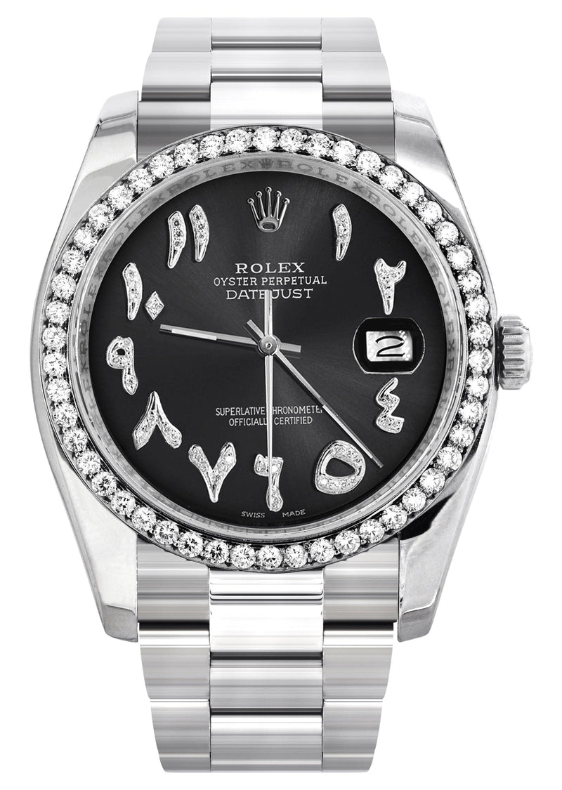 116200 | Rolex Datejust Watch | 36Mm | Black Arabic Dial | Oyster Band
