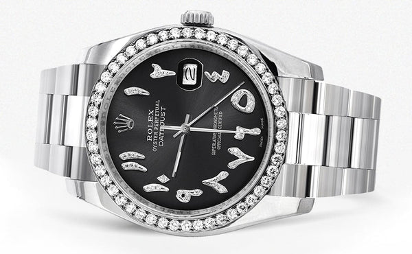 116200 | Rolex Datejust Watch | 36Mm | Black Arabic Dial | Oyster Band