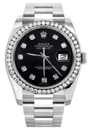 116200 | Rolex Datejust Watch | 36Mm | Black Dial | Oyster Band