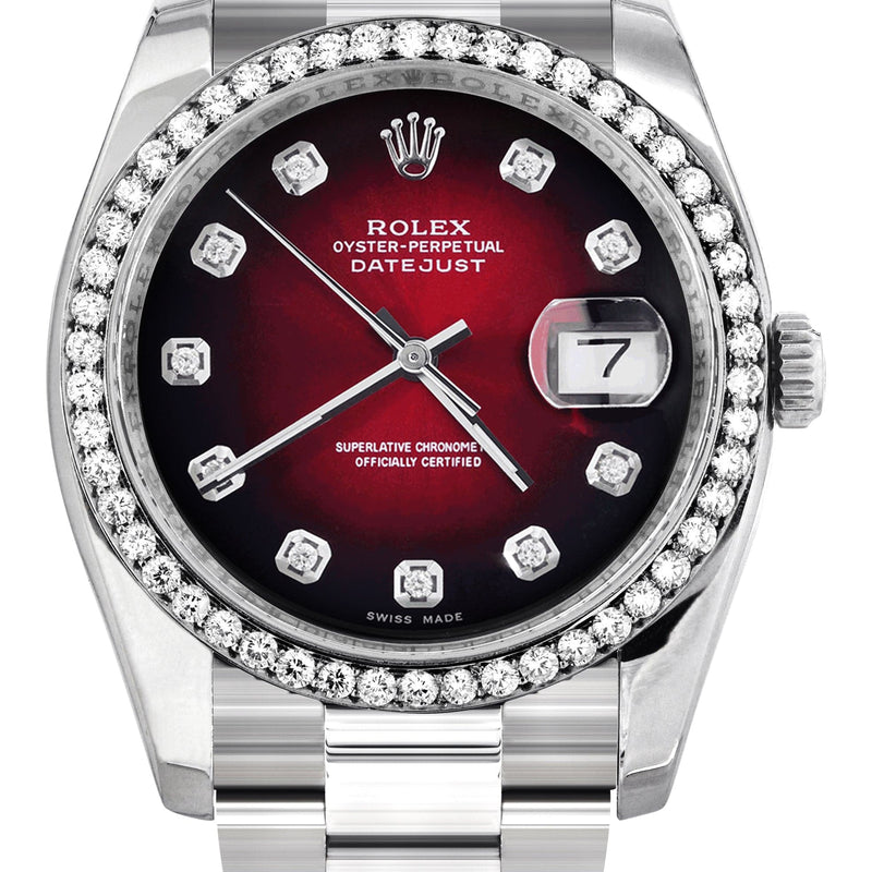 116200 | Rolex Datejust Watch | 36Mm | Red Black Dial | Oyster Band