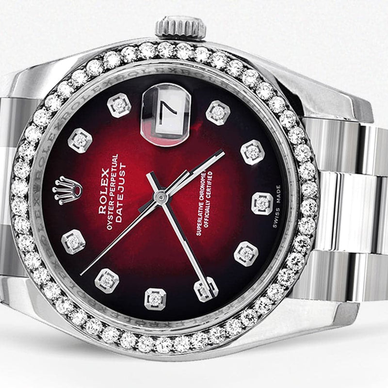 116200 | Rolex Datejust Watch | 36Mm | Red Black Dial | Oyster Band