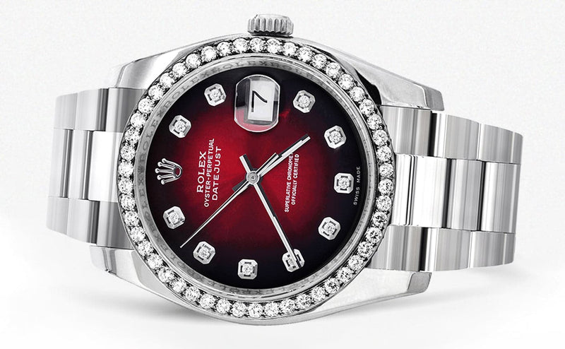 116200 | Rolex Datejust Watch | 36Mm | Red Black Dial | Oyster Band