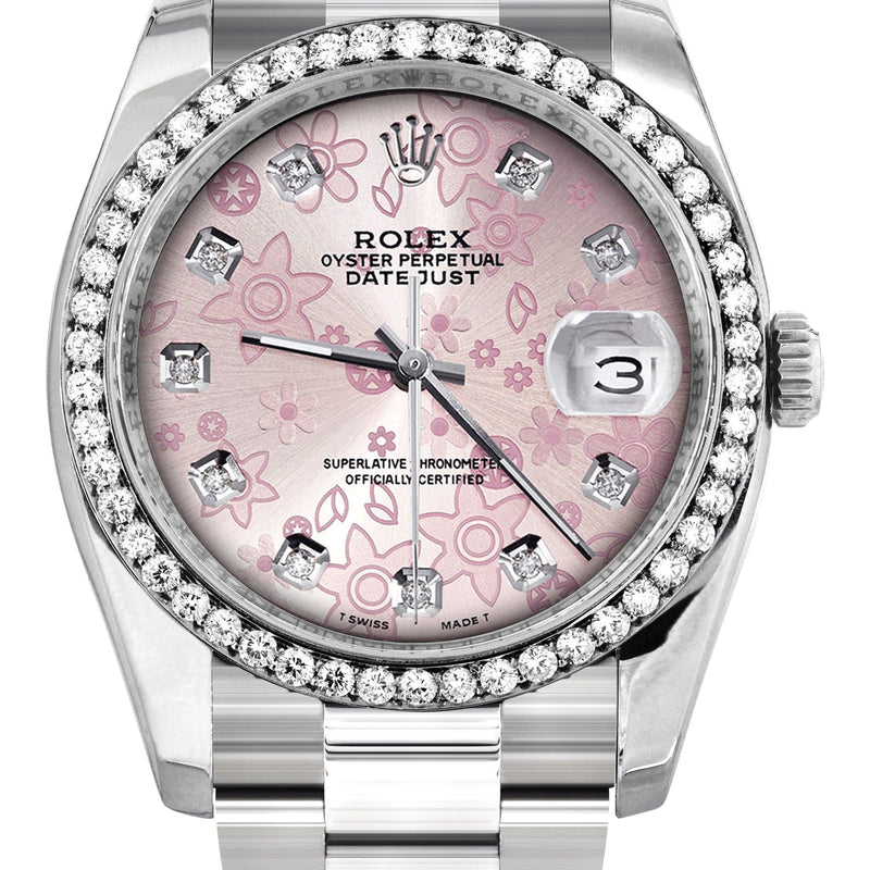 116200 | Rolex Datejust Watch | 36Mm | Floral Pattern Dial | Oyster Band