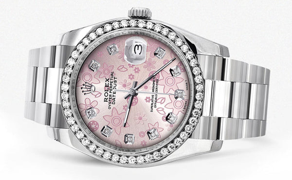 116200 | Rolex Datejust Watch | 36Mm | Floral Pattern Dial | Oyster Band