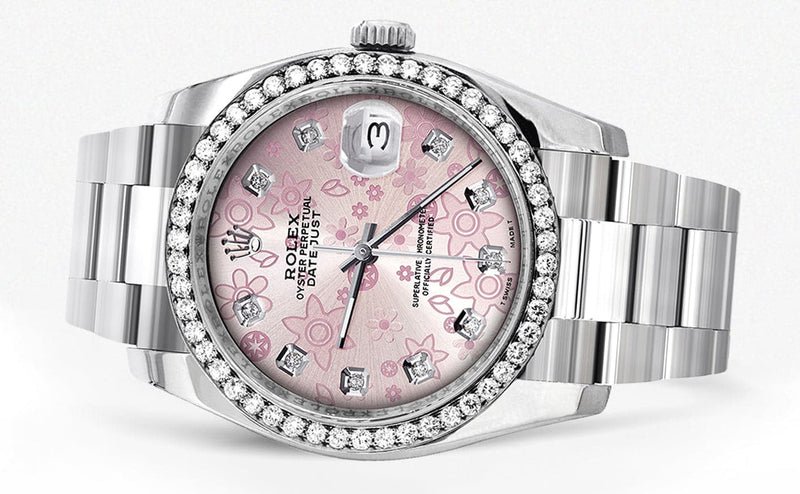 116200 | Rolex Datejust Watch | 36Mm | Floral Pattern Dial | Oyster Band