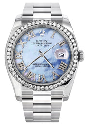 116200 | Rolex Datejust Watch | 36Mm | Blue Mother of Pearl Dial | Oyster Band
