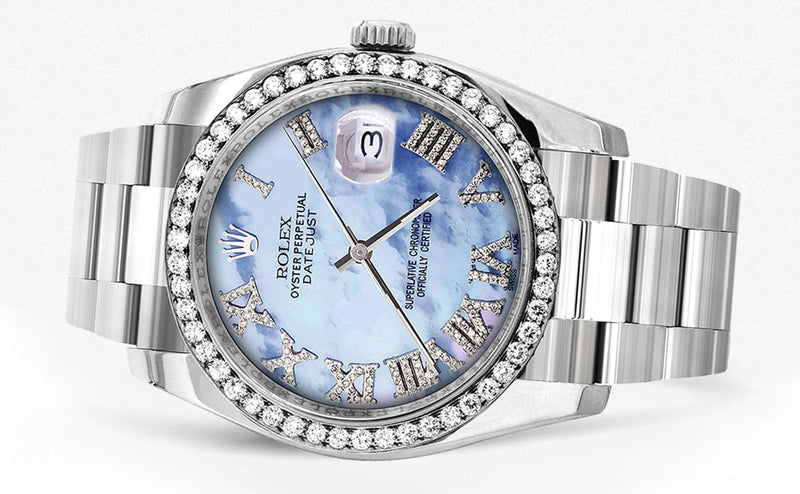 116200 | Rolex Datejust Watch | 36Mm | Blue Mother of Pearl Dial | Oyster Band
