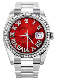 116200 | Rolex Datejust Watch | 36Mm | Red Roman Mother of Pearl Dial | Oyster Band