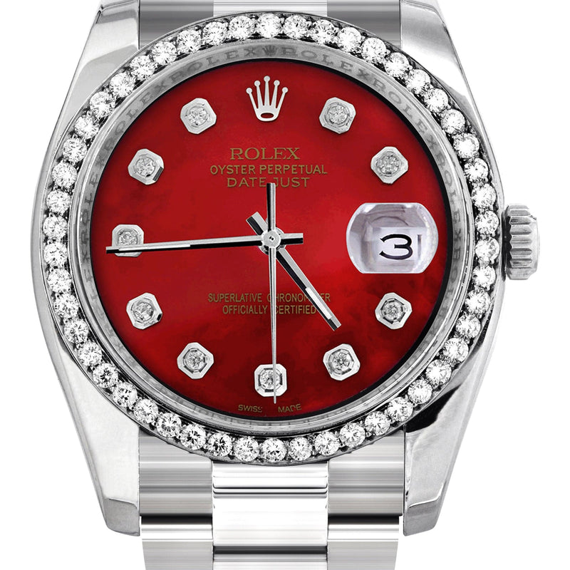 116200 | Rolex Datejust Watch | 36Mm | Red Dial | Oyster Band