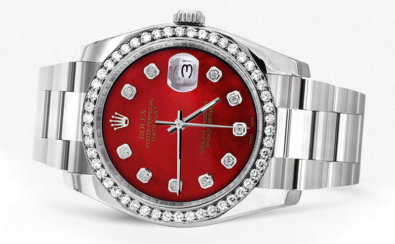 116200 | Rolex Datejust Watch | 36Mm | Red Dial | Oyster Band