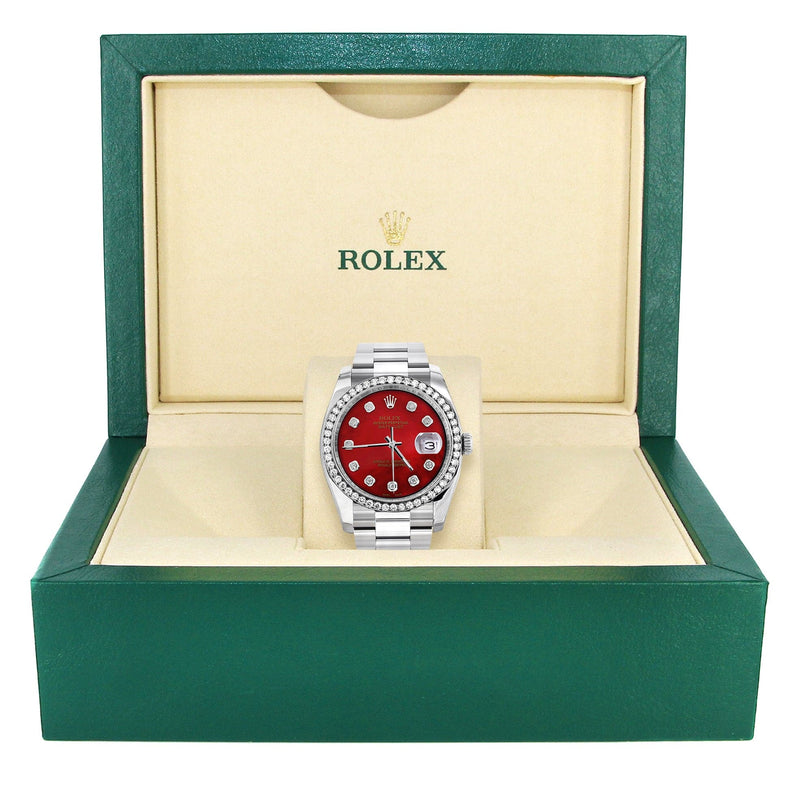 116200 | Rolex Datejust Watch | 36Mm | Red Dial | Oyster Band