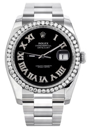 116200 | Rolex Datejust Watch | 36Mm | Black Roman Dial | Oyster Band