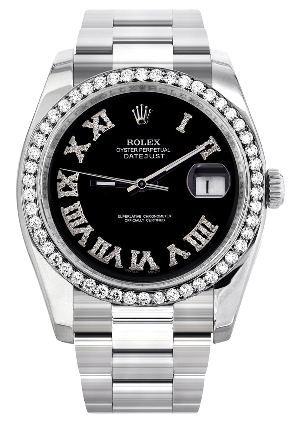 116200 | Rolex Datejust Watch | 36Mm | Black Roman Dial | Oyster Band