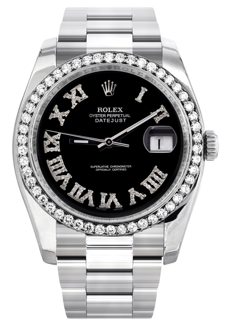 116200 | Rolex Datejust Watch | 36Mm | Black Roman Dial | Oyster Band