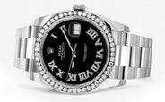 116200 | Rolex Datejust Watch | 36Mm | Black Roman Dial | Oyster Band
