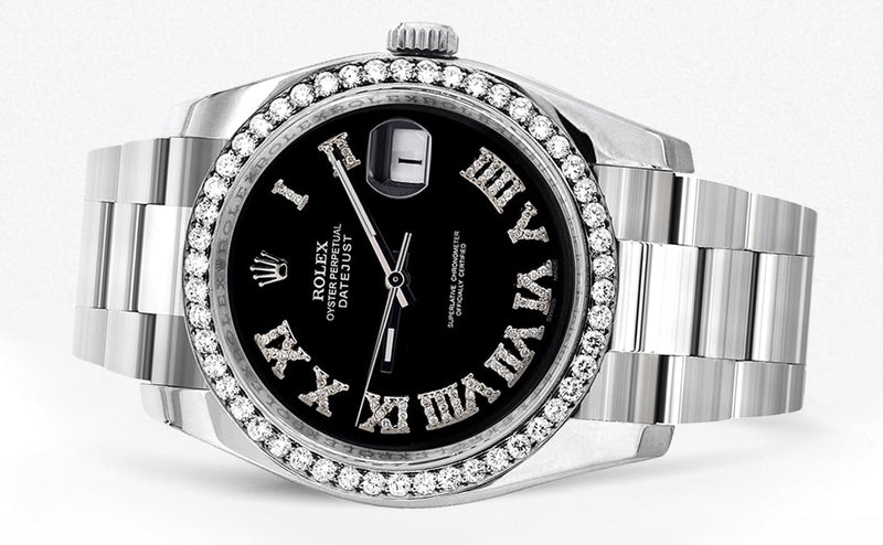 116200 | Rolex Datejust Watch | 36Mm | Black Roman Dial | Oyster Band