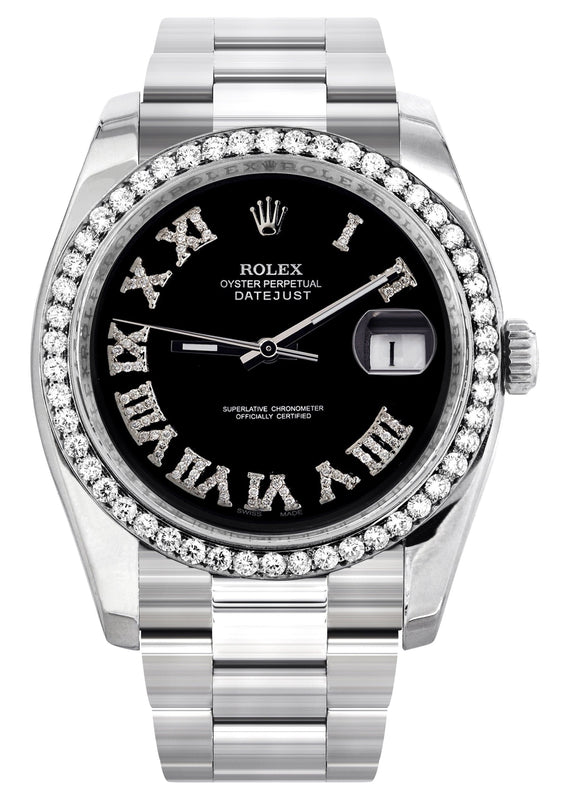 116200 | Rolex Datejust Watch | 36Mm | Black Roman Dial | Oyster Band