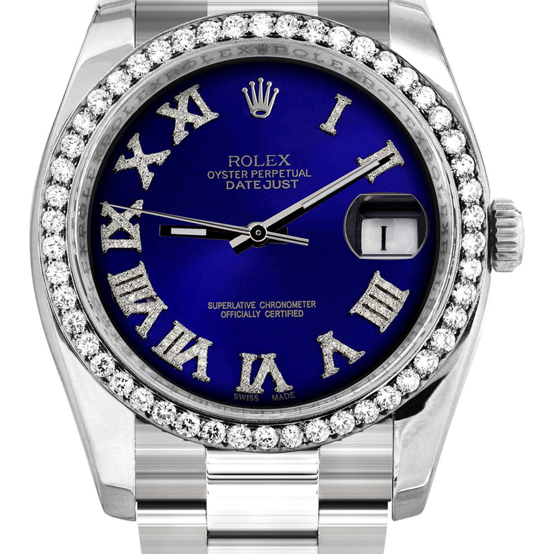 116200 | Rolex Datejust Watch | 36Mm | Royal Blue Roman Dial | Oyster Band