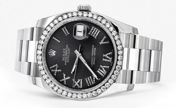 116200 | Rolex Datejust Watch | 36Mm | Black Roman Dial | Oyster Band