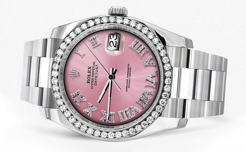116200 | Rolex Datejust Watch | 36Mm | Pink Roman Dial | Oyster Band