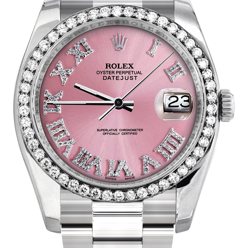 116200 | Rolex Datejust Watch | 36Mm | Pink Roman Dial | Oyster Band