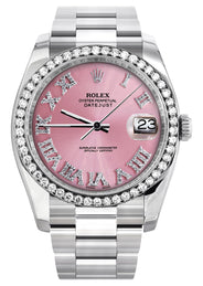 116200 | Rolex Datejust Watch | 36Mm | Pink Roman Dial | Oyster Band