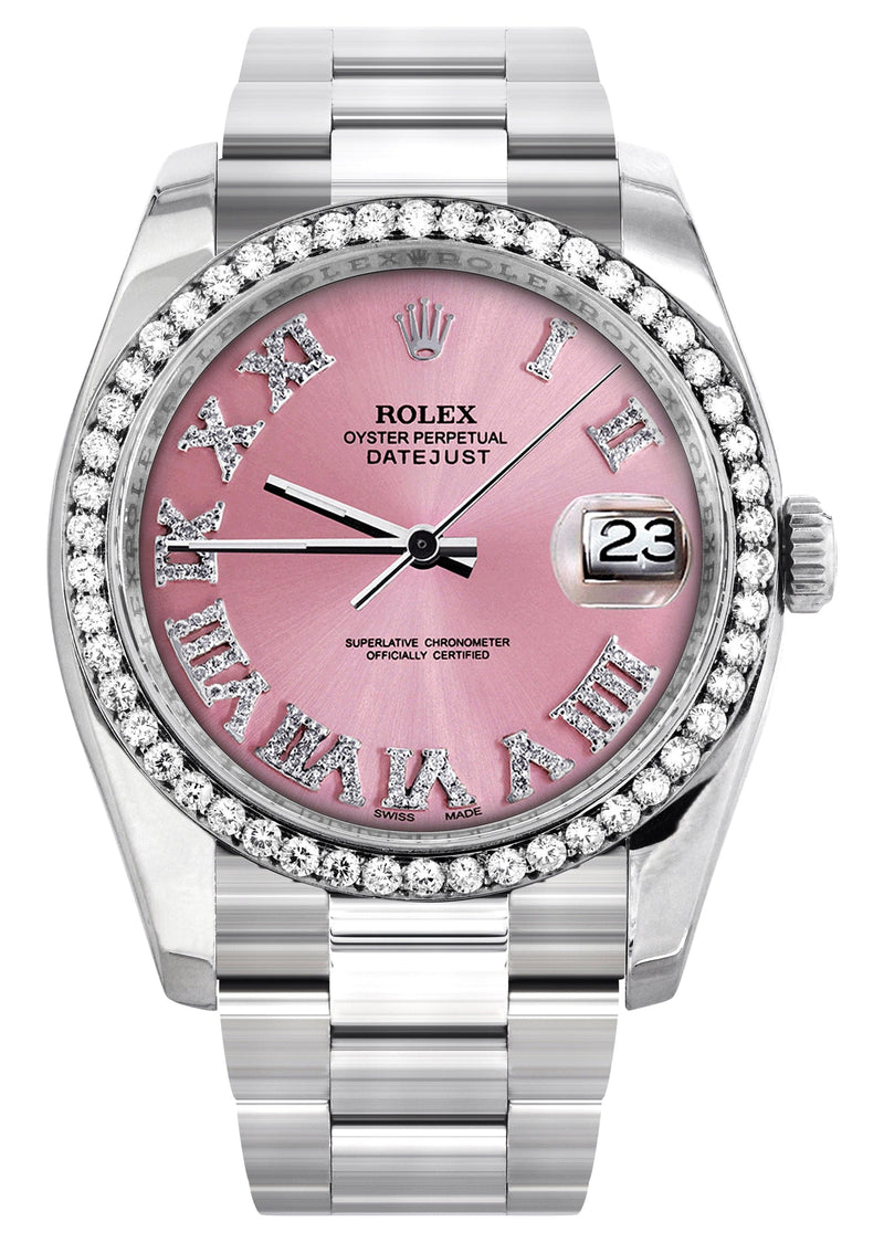 116200 | Rolex Datejust Watch | 36Mm | Pink Roman Dial | Oyster Band