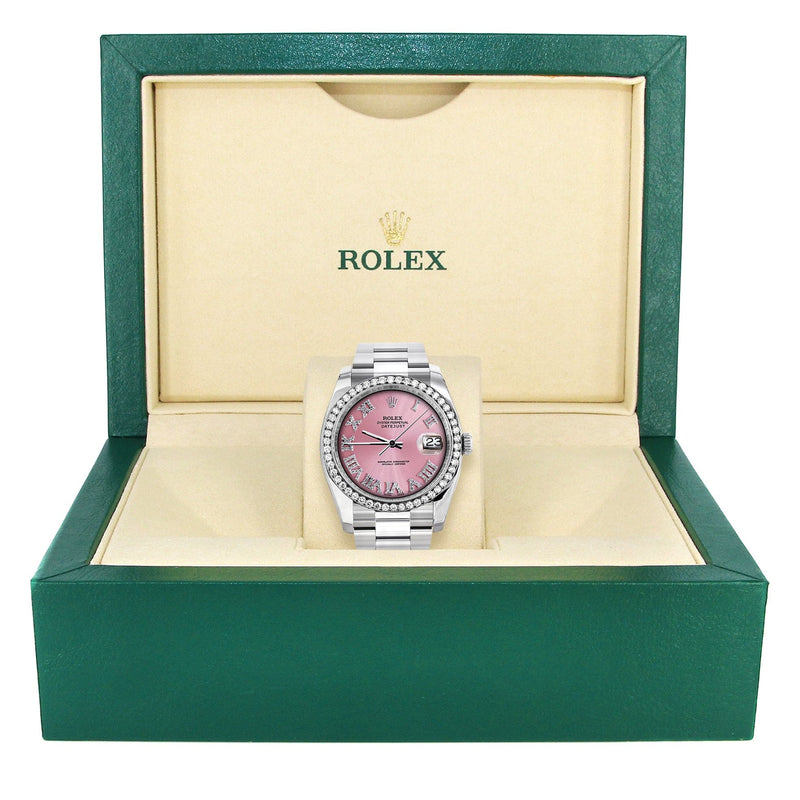 116200 | Rolex Datejust Watch | 36Mm | Pink Roman Dial | Oyster Band