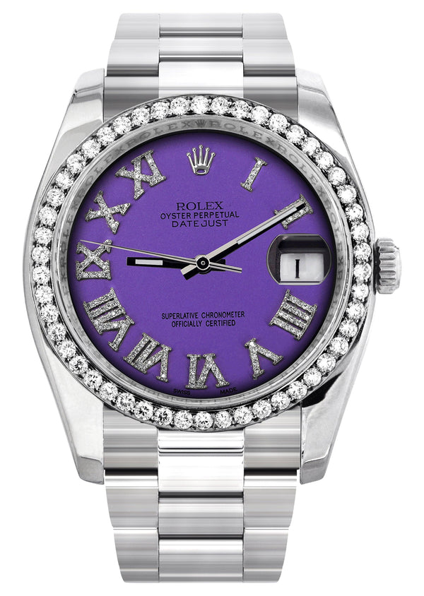 116200 | Rolex Datejust Watch | 36Mm | Purple Roman Dial | Oyster Band