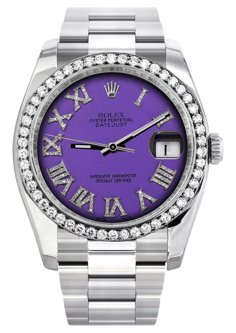 116200 | Rolex Datejust Watch | 36Mm | Purple Roman Dial | Oyster Band