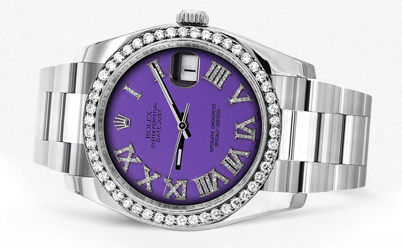 116200 | Rolex Datejust Watch | 36Mm | Purple Roman Dial | Oyster Band
