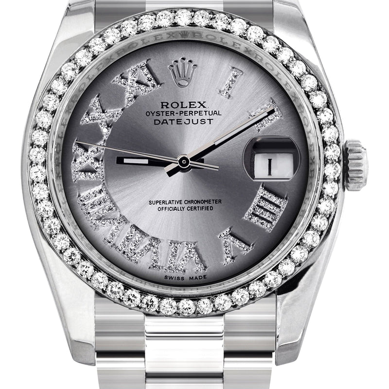 116200 | Rolex Datejust Watch | 36Mm | Silver Roman Dial | Oyster Band