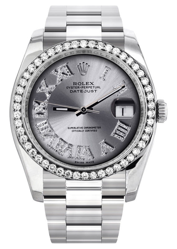 116200 | Rolex Datejust Watch | 36Mm | Silver Roman Dial | Oyster Band