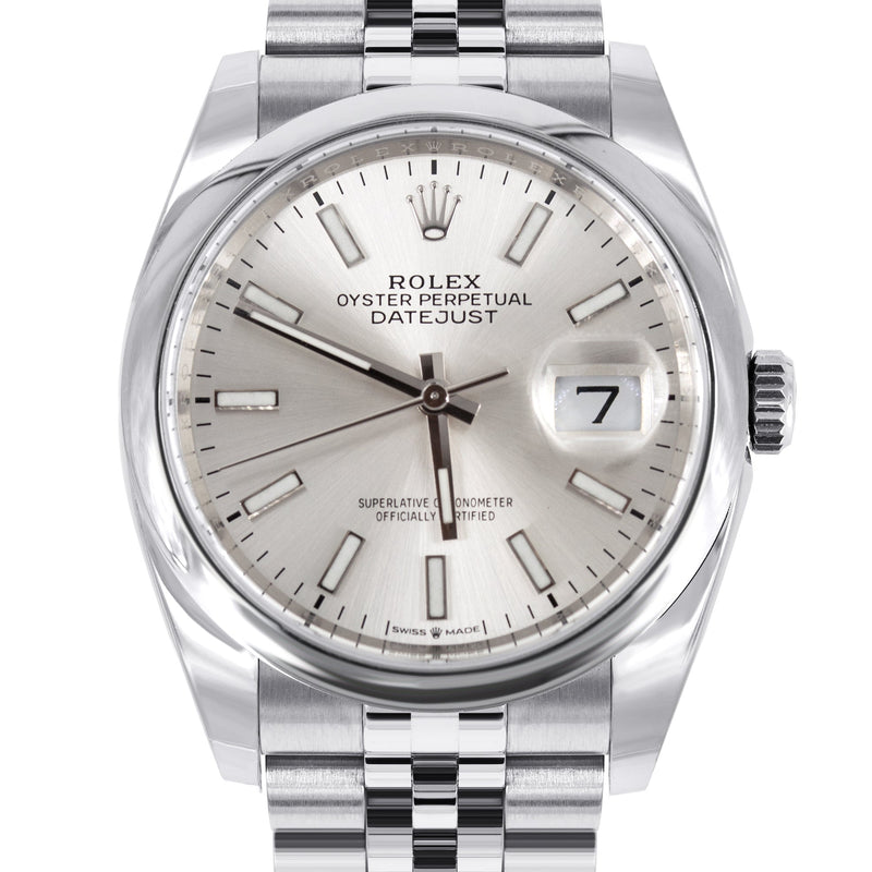 ROLEX DATEJUST 36 MM | JUBILEE BAND STEEL WATCH | 126200 | SMOOTH| SILVER STICK
