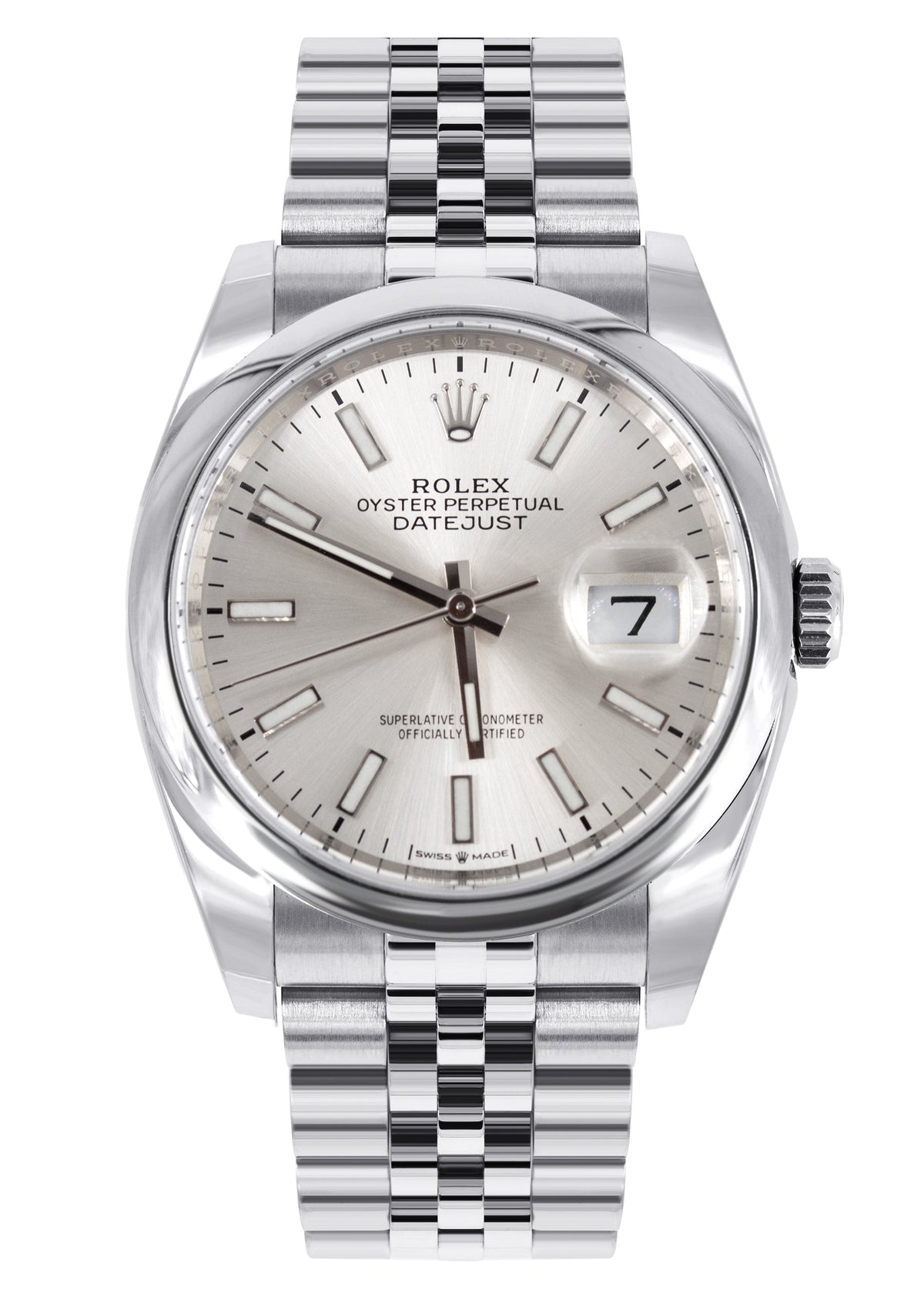 ROLEX DATEJUST 36 MM | JUBILEE BAND STEEL WATCH | 126200 | SMOOTH| SILVER STICK