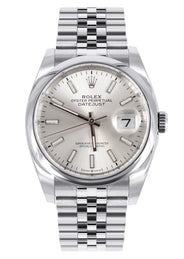 ROLEX DATEJUST 36 MM | JUBILEE BAND STEEL WATCH | 126200 | SMOOTH| SILVER STICK