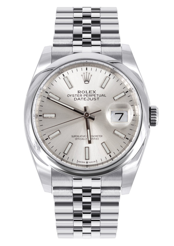 ROLEX DATEJUST 36 MM | JUBILEE BAND STEEL WATCH | 126200 | SMOOTH| SILVER STICK