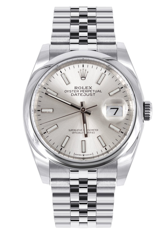 ROLEX DATEJUST 36 MM | JUBILEE BAND STEEL WATCH | 126200 | SMOOTH| SILVER STICK