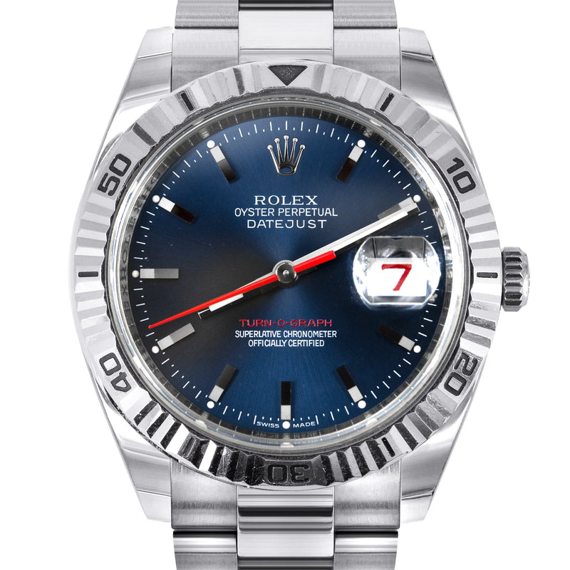 ROLEX DATEJUST TURN-O-GRAPH 36MM BLUE DIAL | OYSTER  BAND FLUTED BEZEL | 116264
