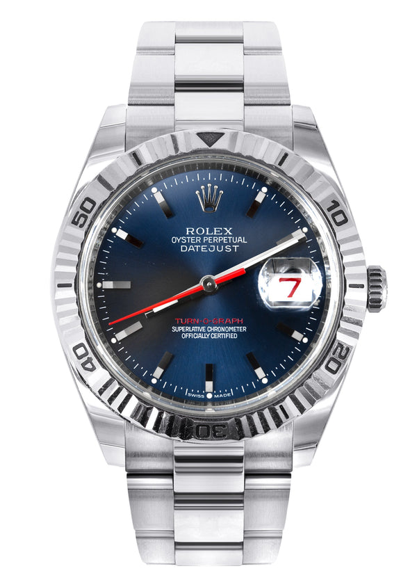 ROLEX DATEJUST TURN-O-GRAPH 36MM BLUE DIAL | OYSTER  BAND FLUTED BEZEL | 116264