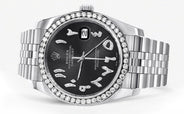 116200 | Hidden Clasp | Diamond Rolex Datejust Watch | 36 MM | Custom Arabic Diamond Dial | Jubilee Band | Diamond Bezel