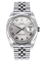 ROLEX DATEJUST 36 MM | JUBILEE BAND STEEL WATCH | 126200 | SMOOTH | SILVER ROMAN