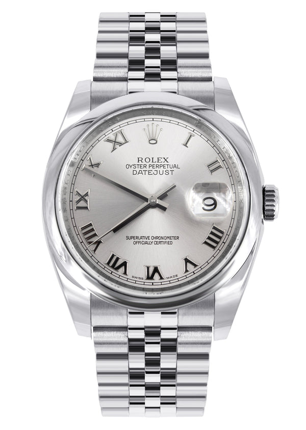 ROLEX DATEJUST 36 MM | JUBILEE BAND STEEL WATCH | 126200 | SMOOTH | SILVER ROMAN