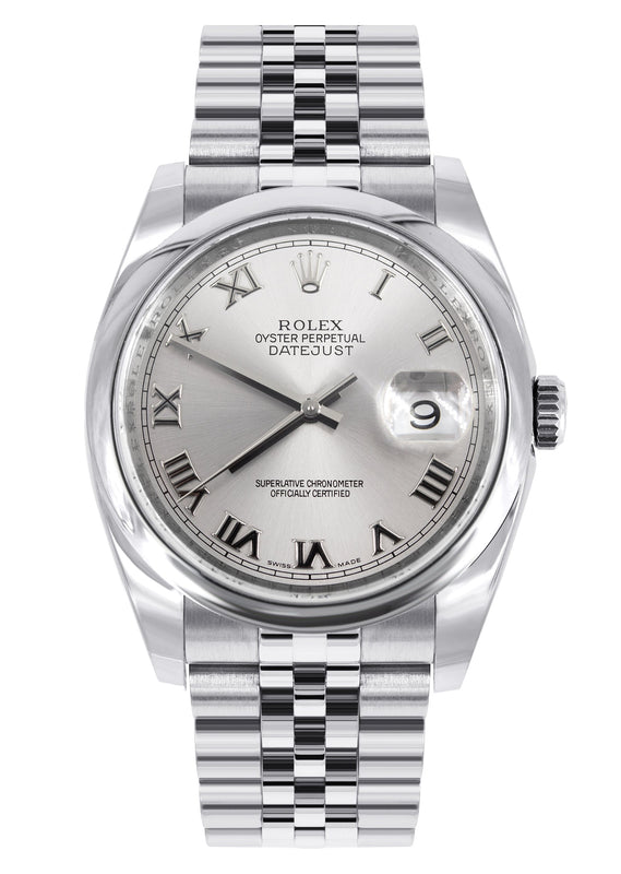 ROLEX DATEJUST 36 MM | JUBILEE BAND STEEL WATCH | 126200 | SMOOTH | SILVER ROMAN