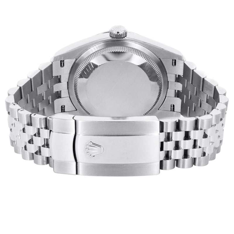 ROLEX DATEJUST 36 MM | JUBILEE BAND STEEL WATCH | 126234 | 18K FLUTED BEZEL | FACTORY DIAMOND BLUE