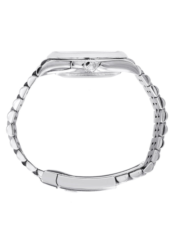 ROLEX DATEJUST 36 MM | JUBILEE BAND STEEL WATCH | 126234 | 18K FLUTED BEZEL | FACTORY DIAMOND BLUE