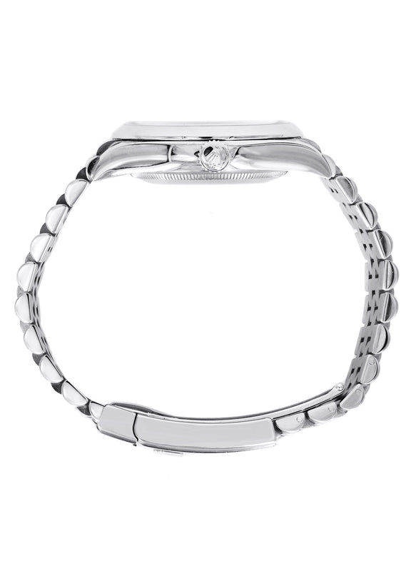 ROLEX DATEJUST 36 MM | JUBILEE BAND STEEL WATCH | 126234 | 18K FLUTED BEZEL | FACTORY DIAMOND BLUE