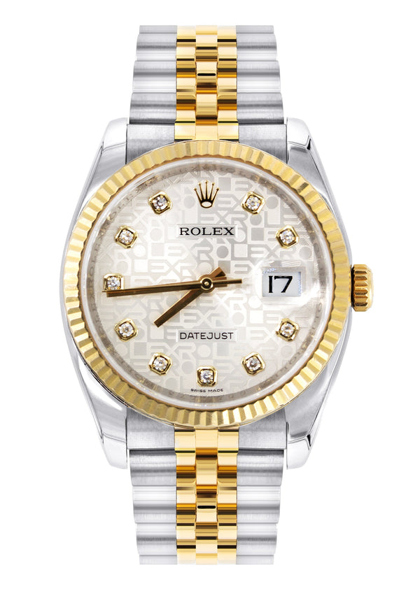 ROLEX DATEJUST 36 MM | JUBILEE BAND | 18K & STEEL WATCH | 116233 | FLUTED | FACTORY DIAMOND JUBILEE DIAL