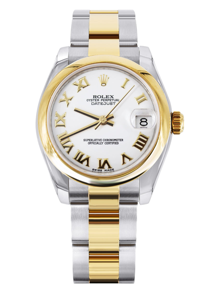 ROLEX DATEJUST 31 MM | OYSTER BAND 18K GOLD & STEEL WATCH | 178243| 18KYELLOW GOLD SMOOTH | WHITE ROMAN